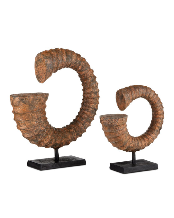 Currey and Company 1200-0769 Horn Set of 2, Rustic/Black