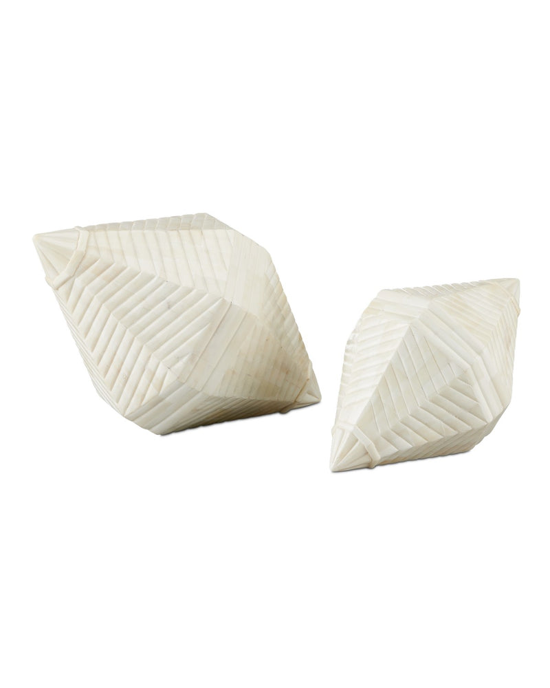 Currey and Company 1200-0771 Pavi Bone Prism Set of 2, Natural