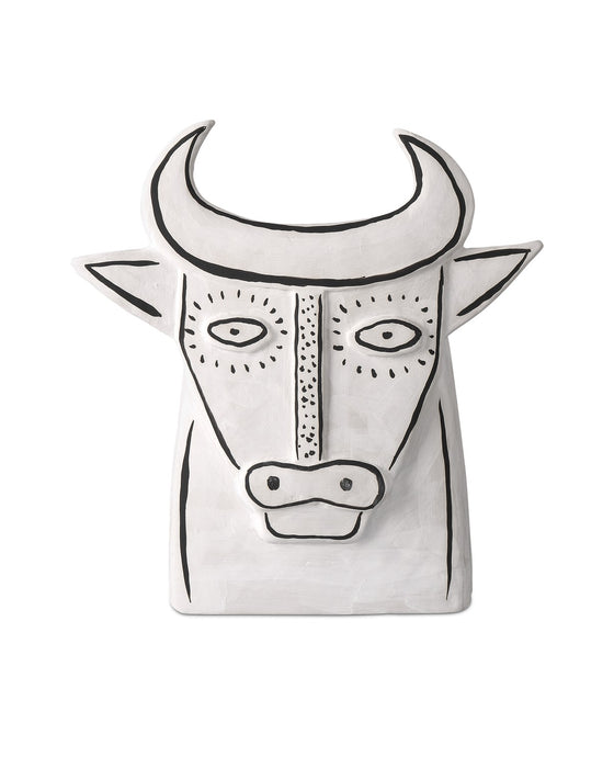 Currey and Company 1200-0792 Thomas the Bull, Washed White/Black