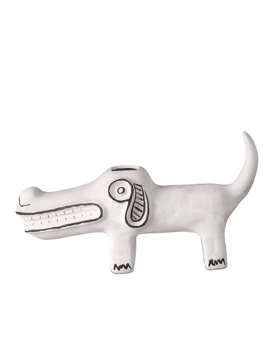Currey and Company 1200-0794 Spot the Dog, Washed White/Black