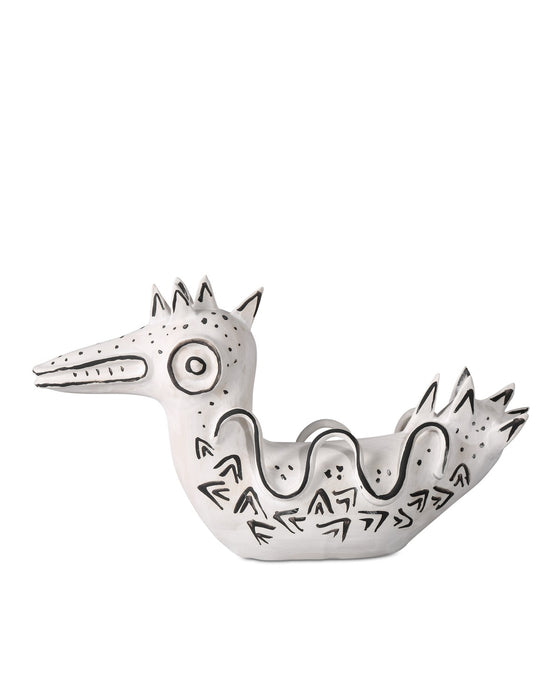 Currey and Company 1200-0795 Eunice the Duck, Washed White/Black