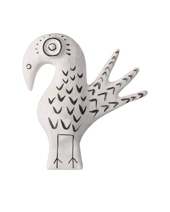 Currey and Company 1200-0796 Norman the Peacock, Washed White/Black