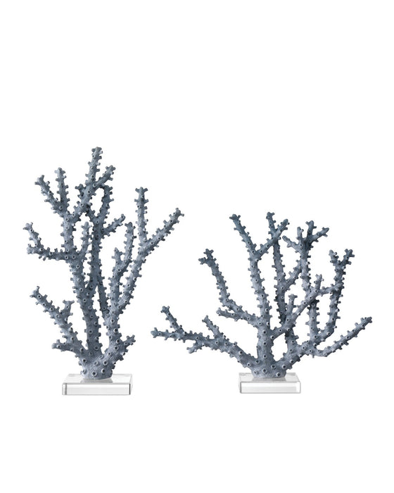 Currey and Company 1200-0797 Coral Set of 2, Blue/Clear
