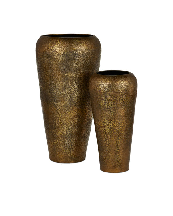 Currey and Company 1200-0813 Vase Set of 2, Antique Gold