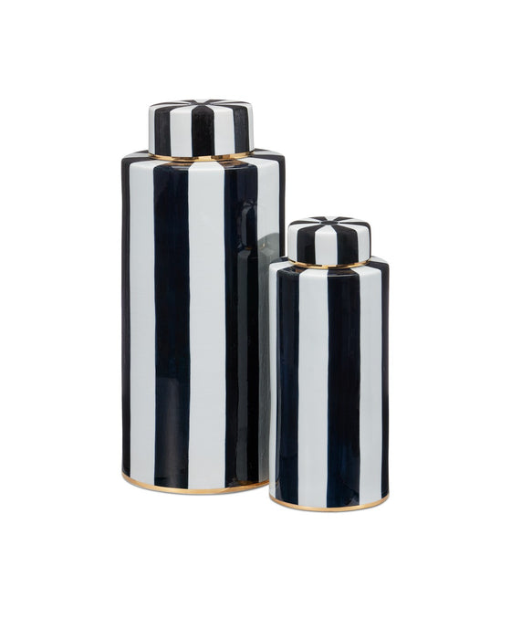 Currey and Company 1200-0823 Canister Set of 2, Ivory/Black/Antique Brass