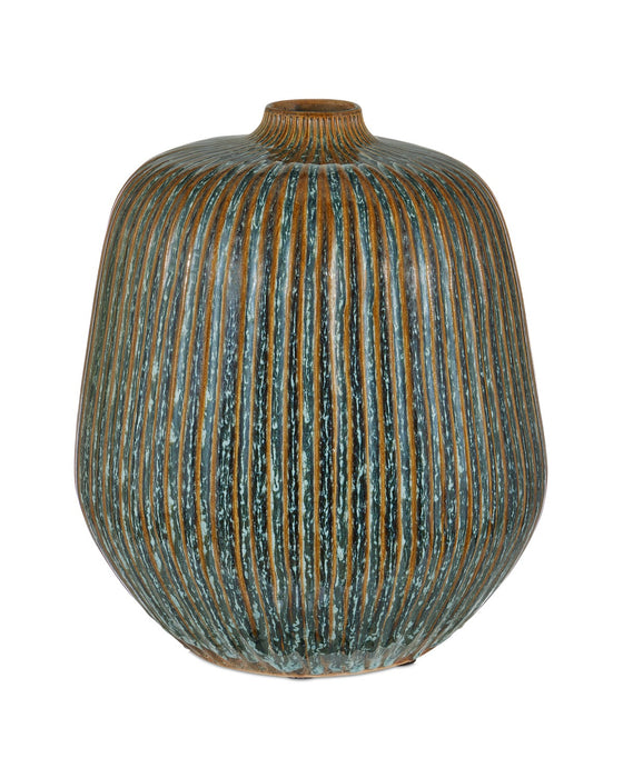 Currey and Company 1200-0824 Vase, Reactive Blue/Brown