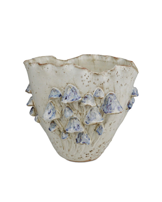 Currey and Company 1200-0826 Vase, Cream/Reactive Blue