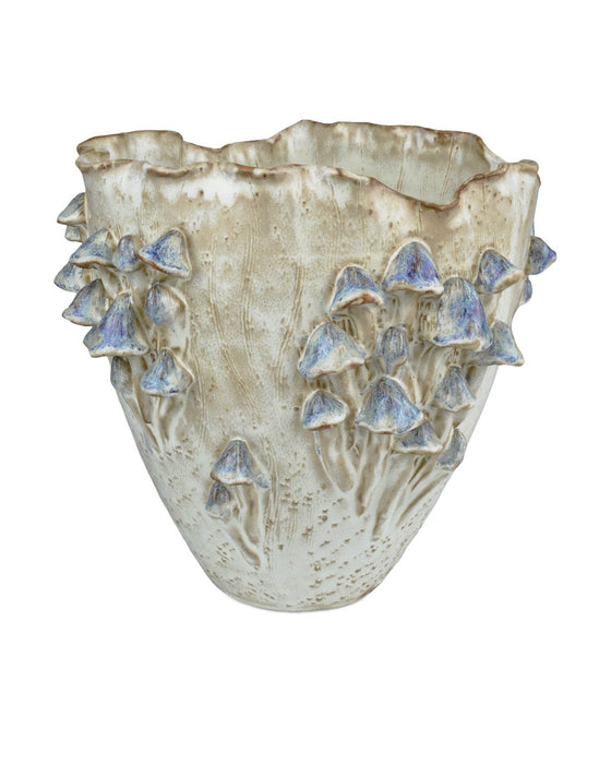 Currey and Company 1200-0827 Vase, Cream/Reactive Blue