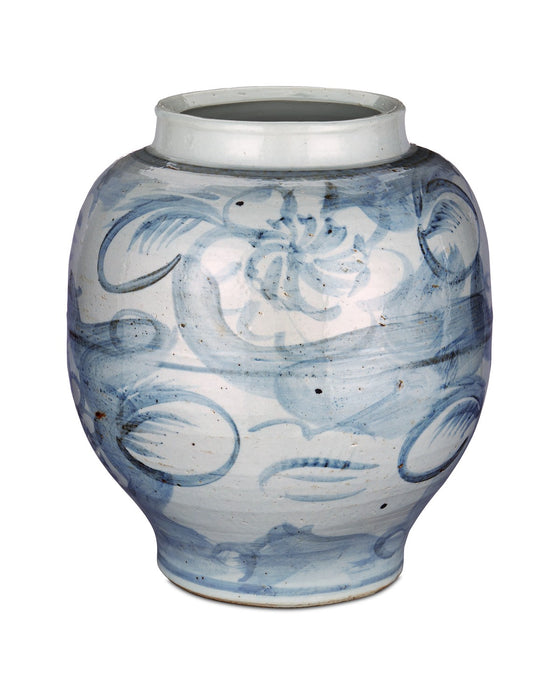 Currey and Company 1200-0843 Preserve Pot, Off White/Pale Blue