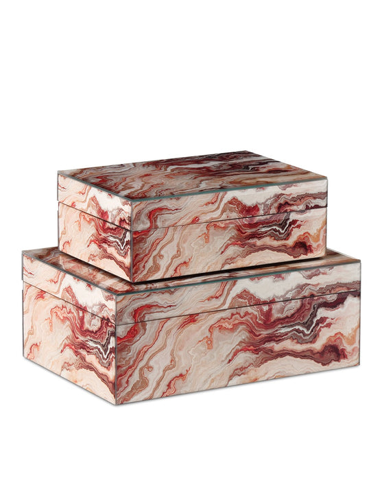Currey and Company 1200-0856 Box Set of 2, Red Swirl