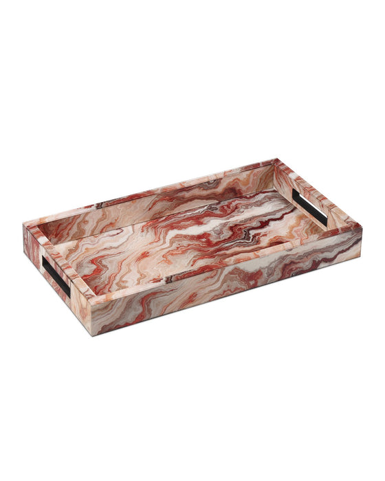 Currey and Company 1200-0857 Tray, Red Swirl