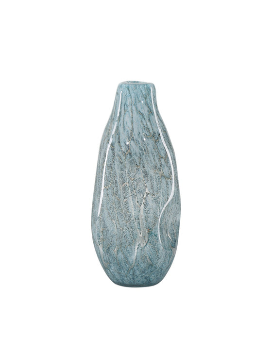 Currey and Company 1200-0858 Vase, Pale Blue/Gold