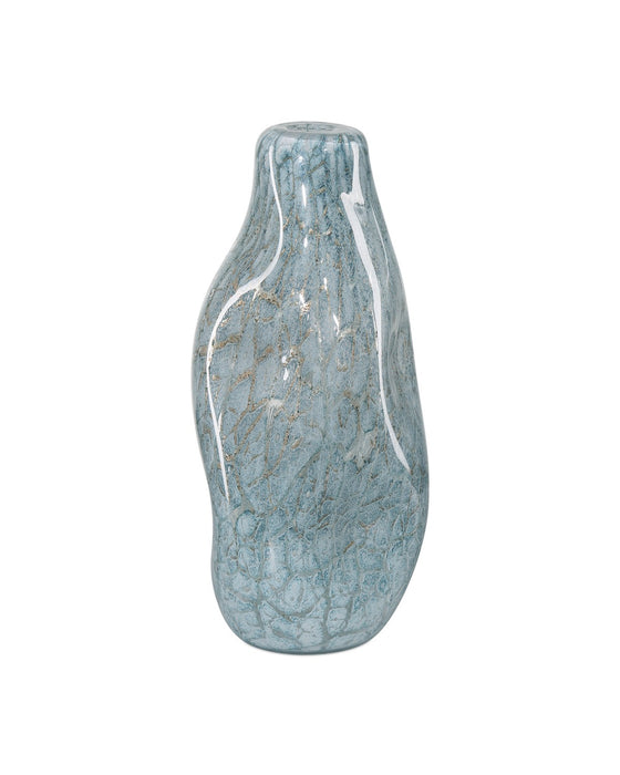 Currey and Company 1200-0859 Vase, Pale Blue/Gold