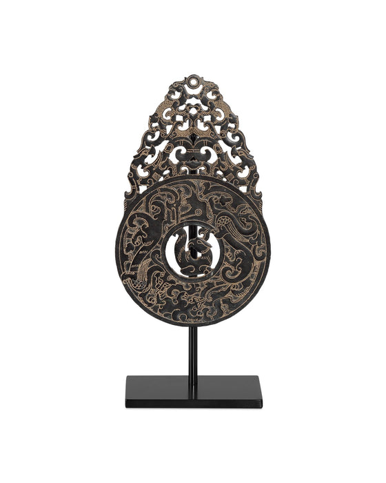 Currey and Company 1200-0862 Han Dynasty Jade Symbol, Bronze/Black