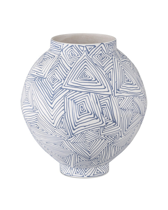 Currey and Company 1200-0866 Vase, Blue/White