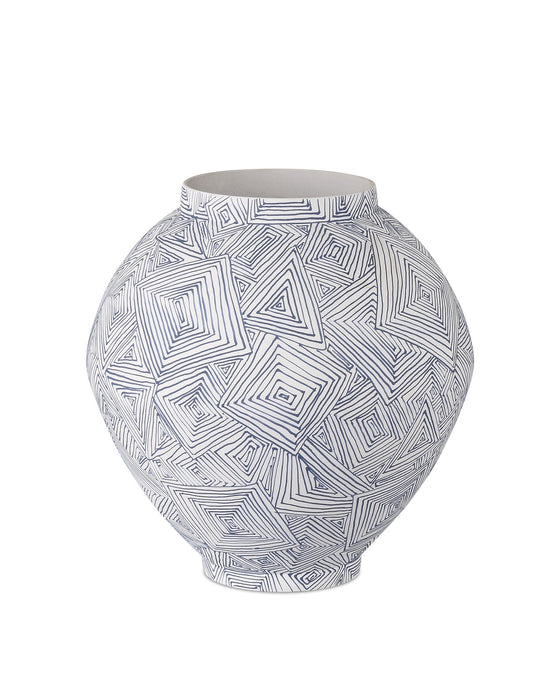 Currey and Company 1200-0867 Vase, Blue/White