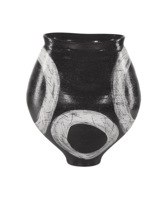 Currey and Company 1200-0870 Vase, Black/Light Gray