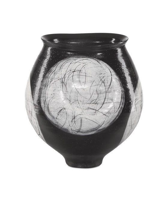 Currey and Company 1200-0871 Vase, Black/Light Gray