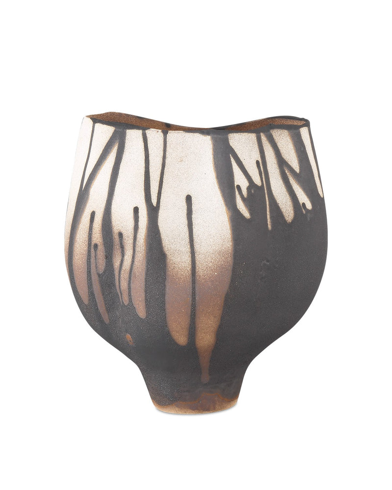 Currey and Company 1200-0873 Vase, Black/Off-White