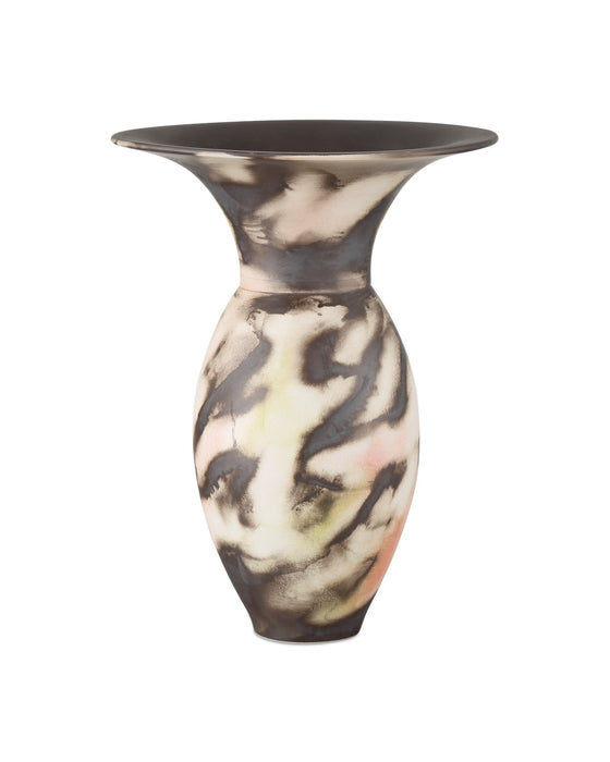 Currey and Company 1200-0874 Vase, Black/White/Pale Green/Pale Red