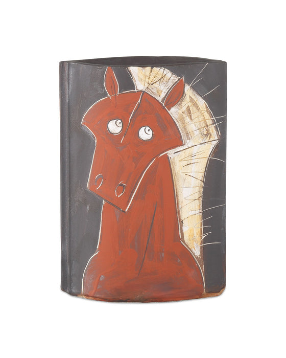 Currey and Company 1200-0879 Vase, Red/Black/Off-White