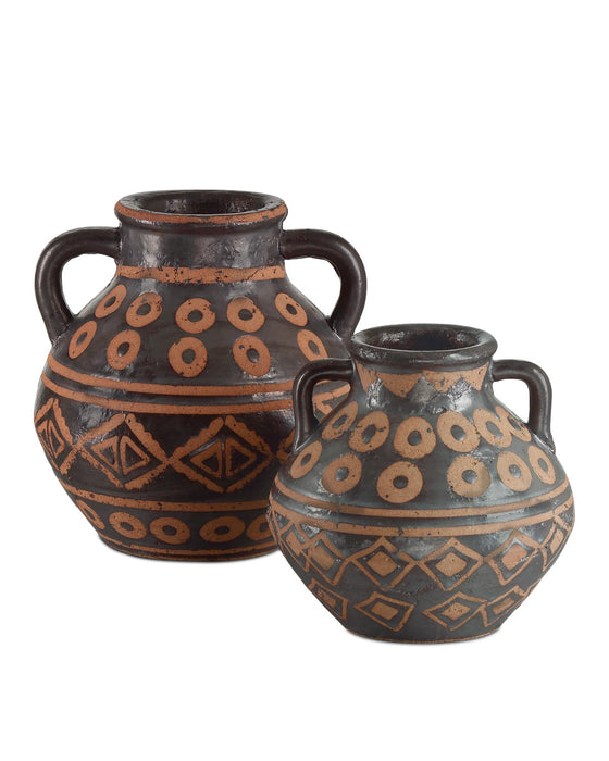 Currey and Company 1200-0881 Vase Set of 2, Black/Brown