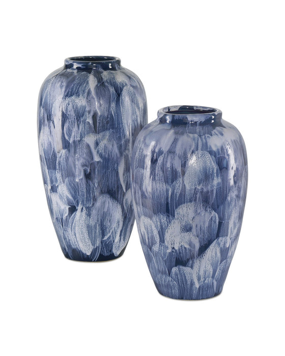 Currey and Company 1200-0882 Vase Set of 2, Blue/White