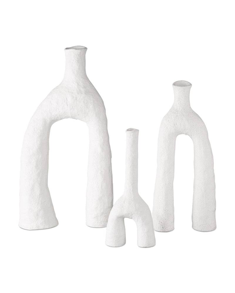 Currey and Company 1200-0889 Vase Set of 3, Matte White