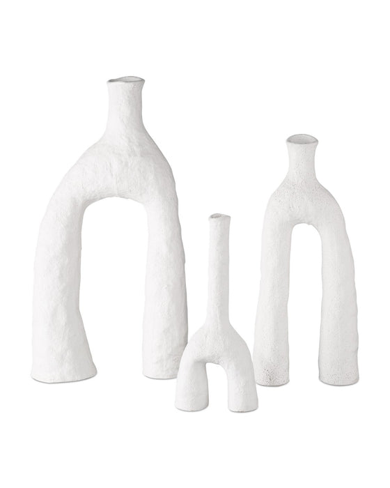 Currey and Company 1200-0889 Vase Set of 3, Matte White