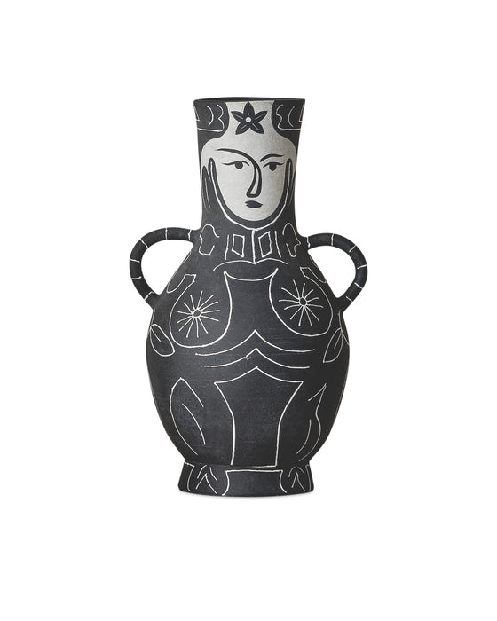 Currey and Company 1200-0890 Vase, Black/White