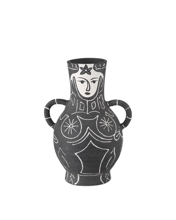 Currey and Company 1200-0891 Vase, Black/White