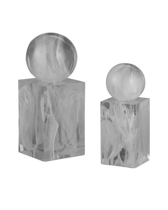 Currey and Company 1200-0908 Objects Set of 2, White Swirl
