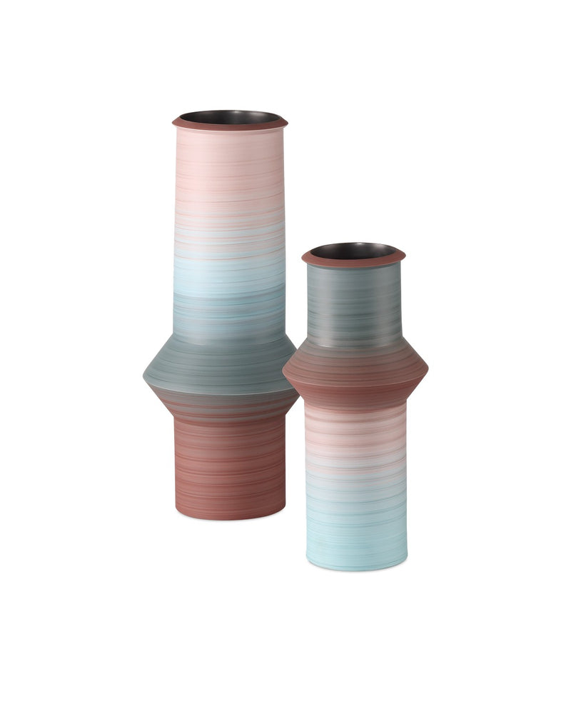 Currey and Company 1200-0909 Vase Set of 2, Blue/Dark Red