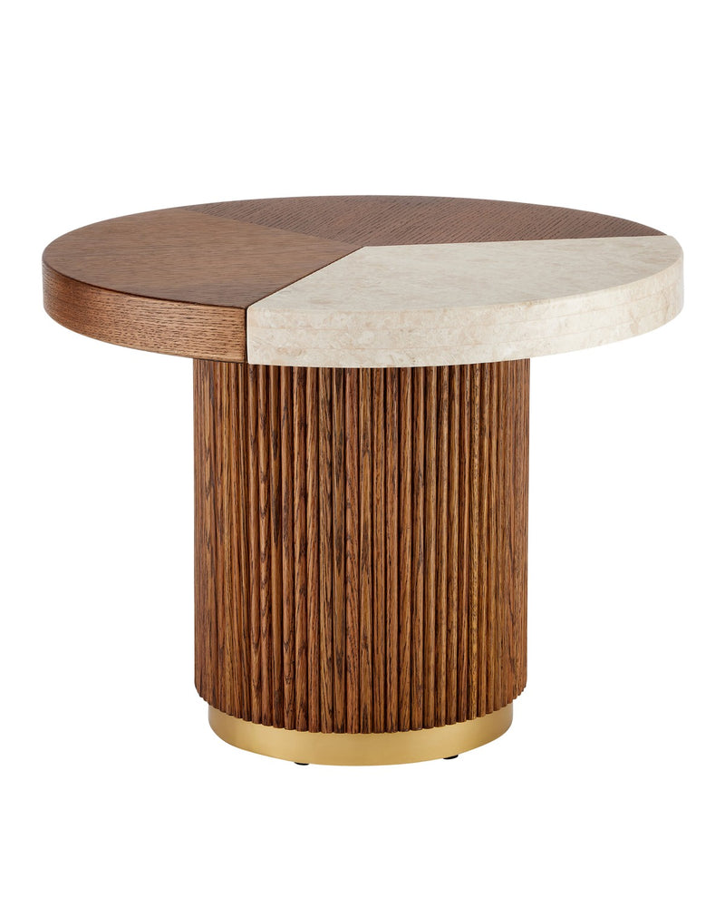 Currey and Company 3000-0262 Cocktail Table, Morel Brown/Natural/Polished Brass