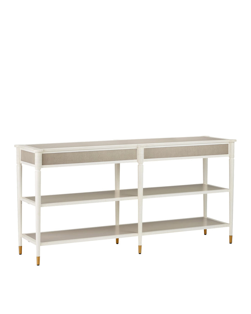 Currey and Company 3000-0263 Console Table, Off-White/Fog/Polished Brass