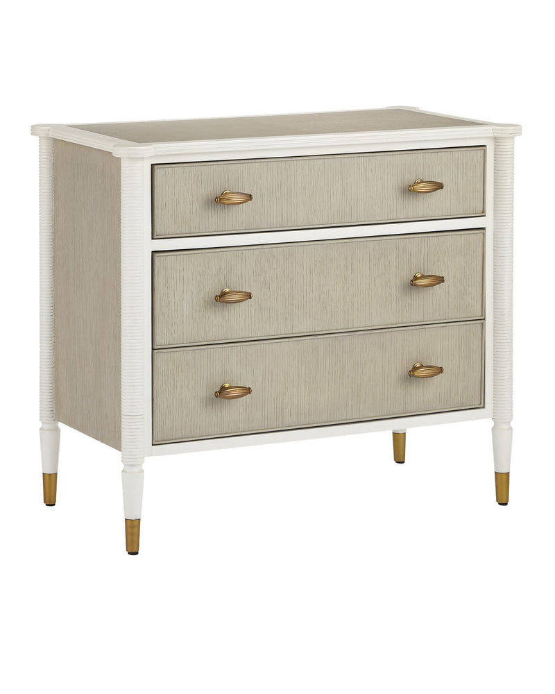 Currey and Company 3000-0264 Chest, Off-White/Fog/Polished Brass