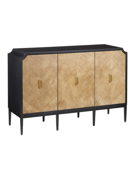 Currey and Company 3000-0270 Cabinet, Taupe/Caviar Black/Polished Brass/Black