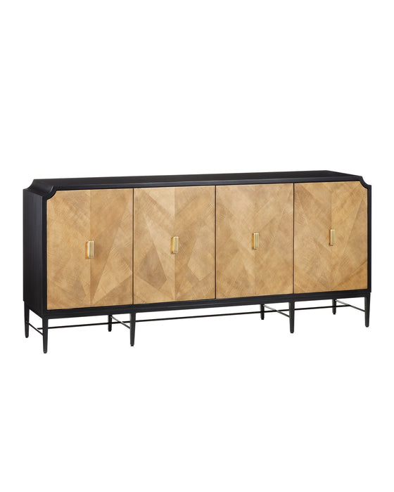 Currey and Company 3000-0271 Credenza, Taupe/Caviar Black/Polished Brass/Black