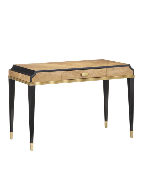 Currey and Company 3000-0272 Writing Desk, Taupe/Caviar Black/Polished Brass/Black