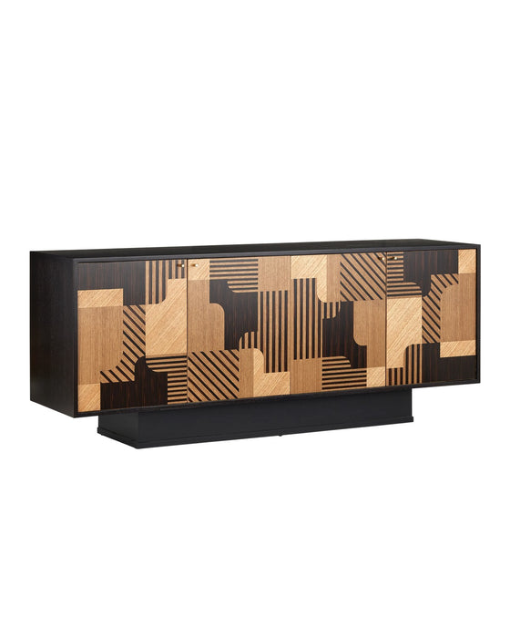 Currey and Company 3000-0277 Credenza, Natural/Espresso/Polished Brass