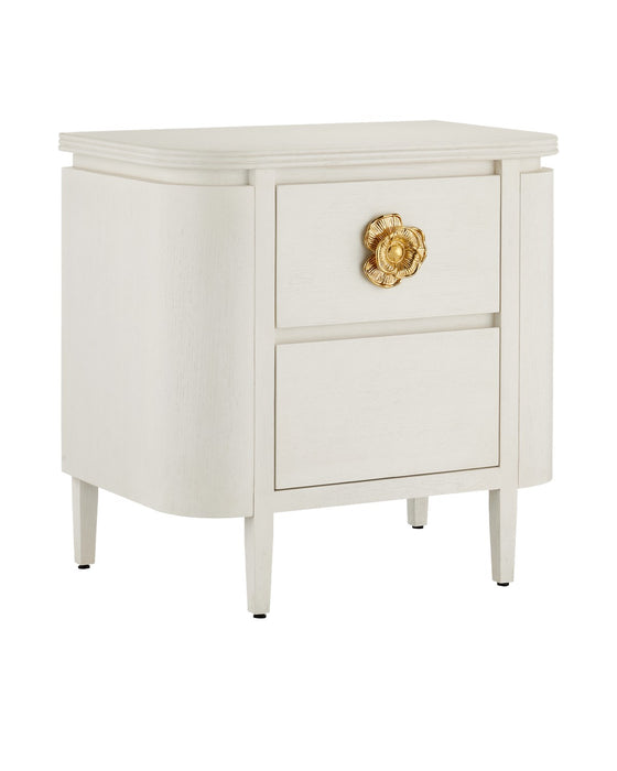 Currey and Company 3000-0279 Nightstand, Cerused White/Brass