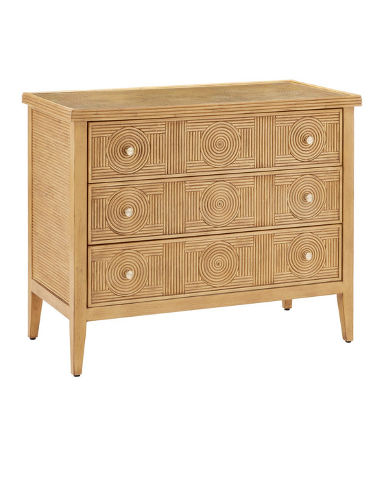 Currey and Company 3000-0290 Chest, Sea Sand/Brass/Clear
