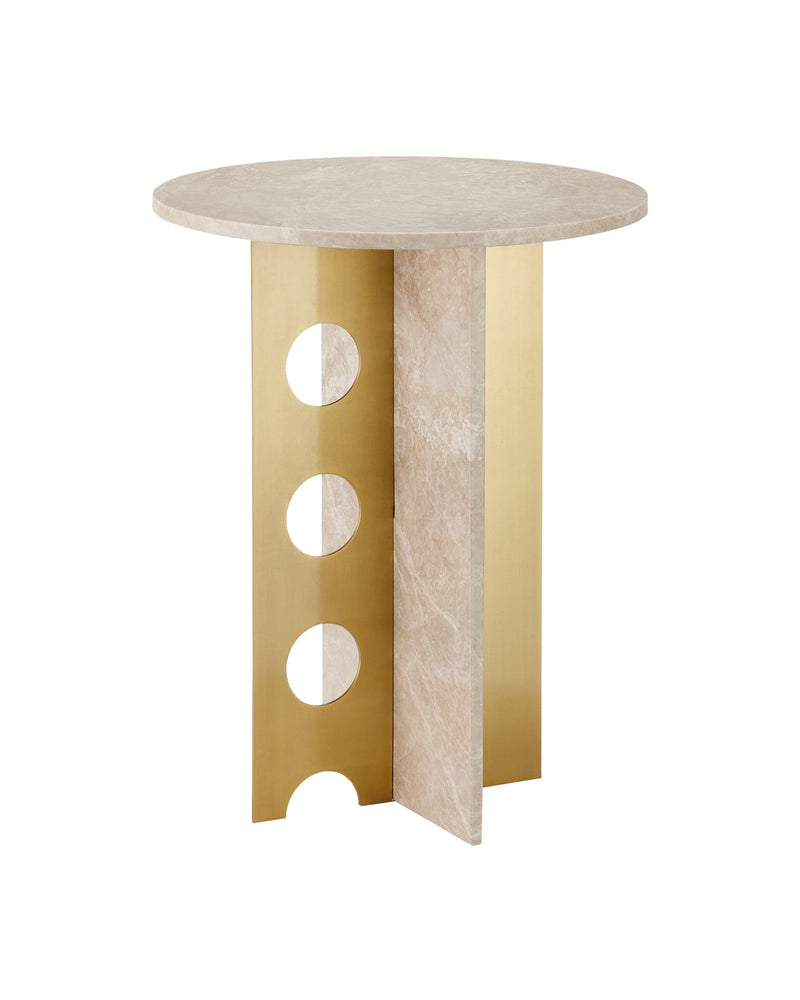 Currey and Company 4000-0186 Accent Table, Natural/Polished Brass