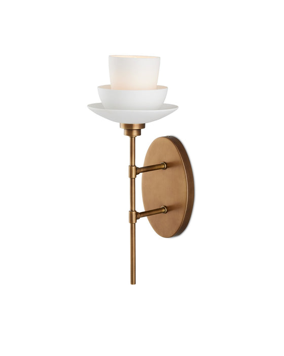 Currey and Company 5000-0236 One Light Wall Sconce, Antique Brass/White