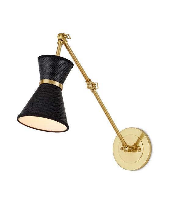 Currey and Company 5000-0237 One Light Wall Sconce, Polished Brass/Black