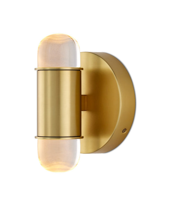 Currey and Company 5000-0242 LED Wall Sconce, Brushed Brass/Clear
