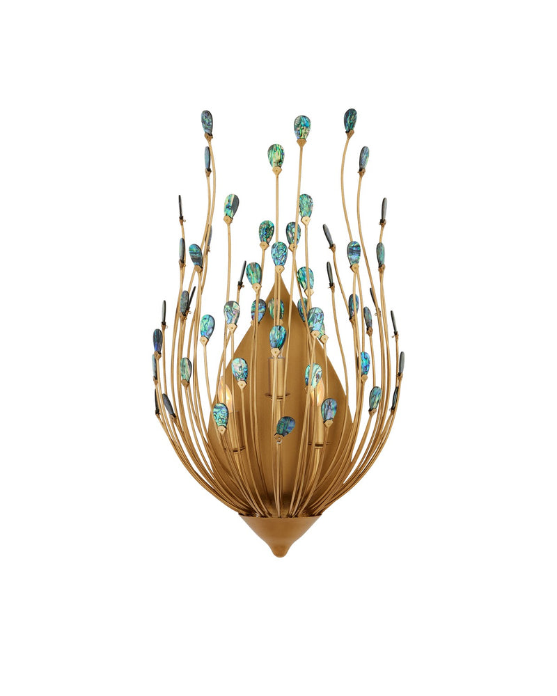 Currey and Company 5000-0247 Three Light Wall Sconce, Contemporary Gold/Natural