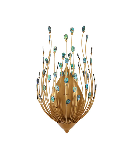 Currey and Company 5000-0247 Three Light Wall Sconce, Contemporary Gold/Natural