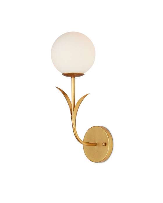 Currey and Company 5000-0249 One Light Wall Sconce, Contemporary Gold Leaf/Frosted White