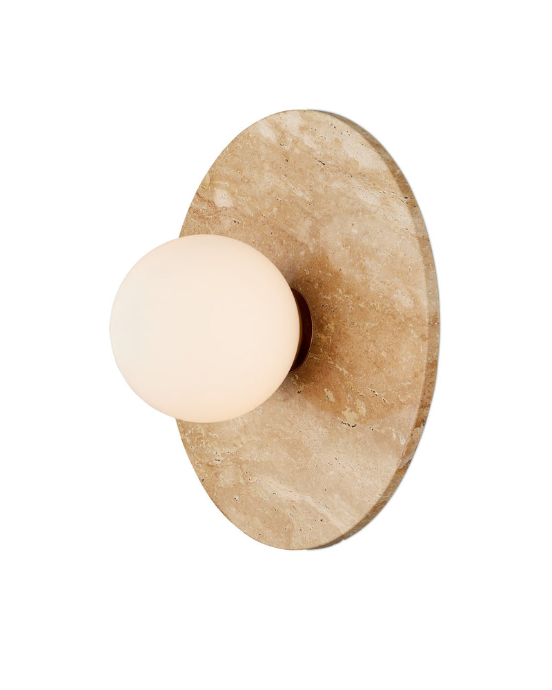 Currey and Company 5000-0258 One Light Wall Sconce, Beige/Antique Brass/Frosted White